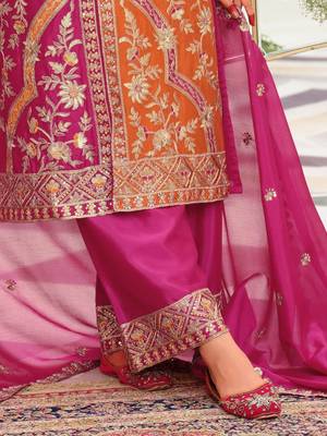 Women Ethnic Motifs Embroidered Panelled Kurta with Palazzos & With Dupatta 3