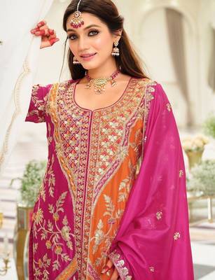 Women Ethnic Motifs Embroidered Panelled Kurta with Palazzos & With Dupatta 4