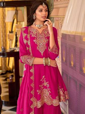 Women Ethnic Motifs Embroidered Regular Thread Work Kurta with Palazzos & With Dupatta 1