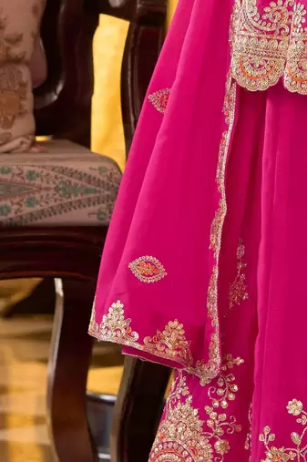 Women Ethnic Motifs Embroidered Regular Thread Work Kurta with Palazzos & With Dupatta