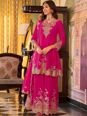 Women Ethnic Motifs Embroidered Regular Thread Work Kurta with Palazzos & With Dupatta 5