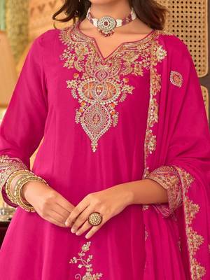 Women Ethnic Motifs Embroidered Regular Thread Work Kurta with Palazzos & With Dupatta 6