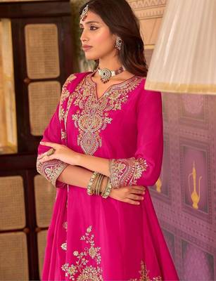 Women Ethnic Motifs Embroidered Regular Thread Work Kurta with Palazzos & With Dupatta 7