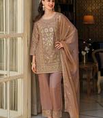 Women Floral Embroidered Panelled Sequinned Kurta with Trousers & With Dupatta