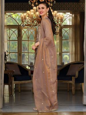 Women Floral Embroidered Panelled Sequinned Kurta with Trousers & With Dupatta 3