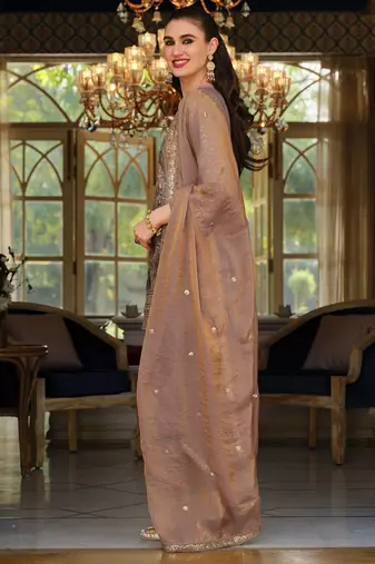 Women Floral Embroidered Panelled Sequinned Kurta with Trousers & With Dupatta