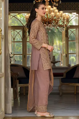 Women Floral Embroidered Panelled Sequinned Kurta with Trousers & With Dupatta