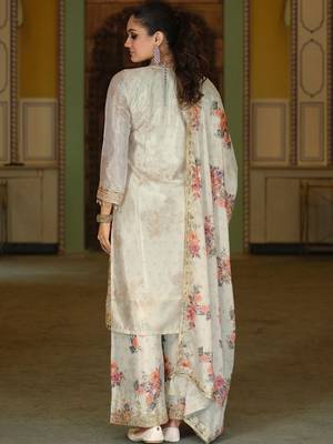 Women Floral Embroidered Regular Mirror Work Kurta with Palazzos & With Dupatta 7