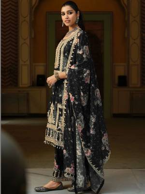 Women Floral Embroidered Regular Mirror Work Kurta with Palazzos & With Dupatta 3