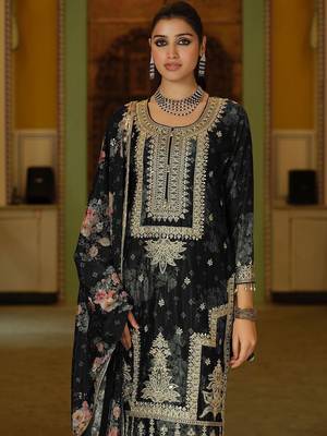 Women Floral Embroidered Regular Mirror Work Kurta with Palazzos & With Dupatta 4