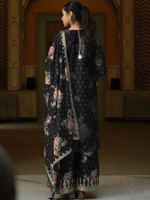 Women Floral Embroidered Regular Mirror Work Kurta with Palazzos & With Dupatta 7