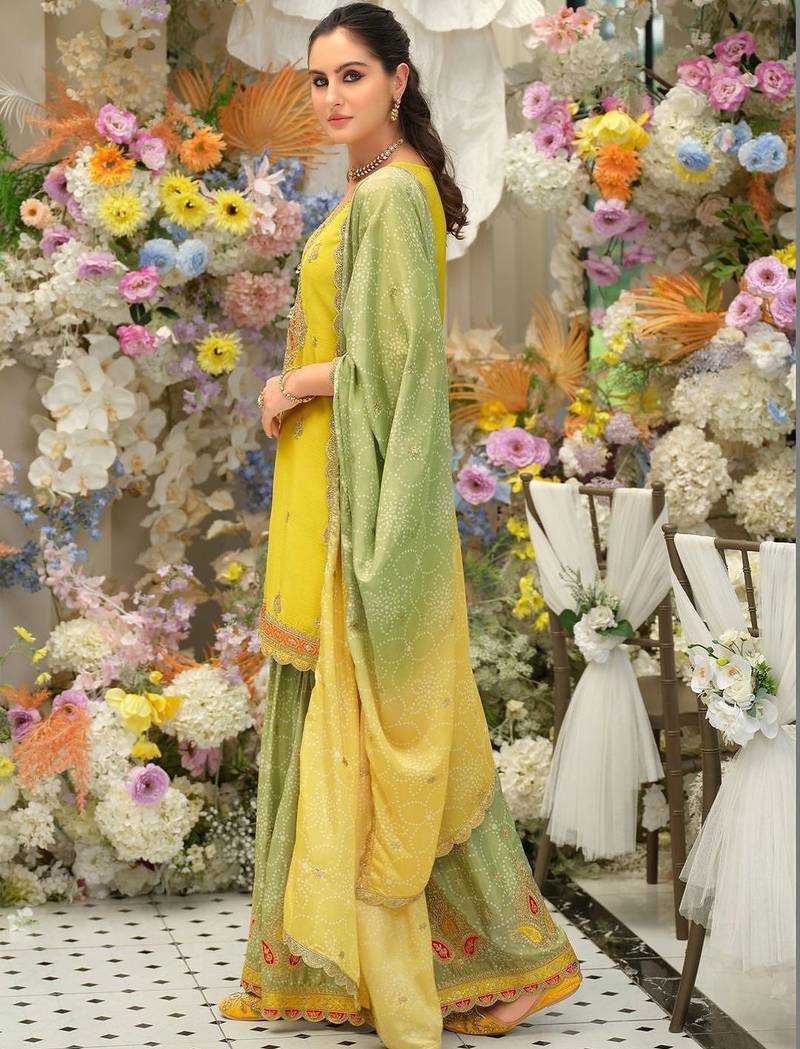 Women Ethnic Motifs Embroidered Regular Sequinned Kurta with Sharara & With Dupatta