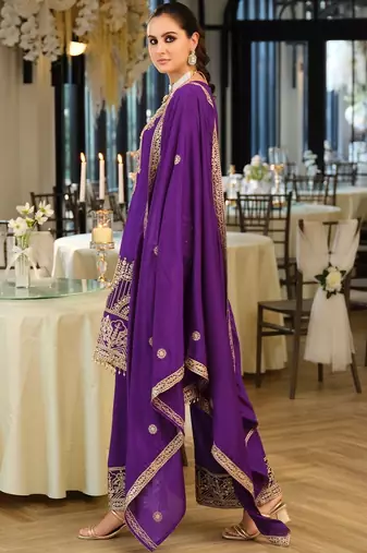 Women Ethnic Motifs Embroidered Regular Thread Work Kurta with Palazzos & With Dupatta
