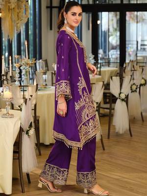 Women Ethnic Motifs Embroidered Regular Thread Work Kurta with Palazzos & With Dupatta 6