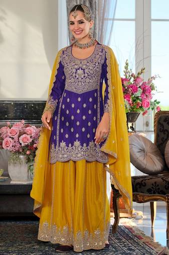 Women Ethnic Motifs Embroidered Regular Beads and Stones Kurta with Palazzos & With Dupatta