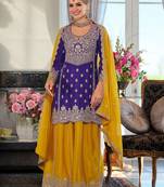 Women Ethnic Motifs Embroidered Regular Beads and Stones Kurta with Palazzos & With Dupatta
