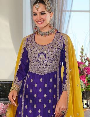 Women Ethnic Motifs Embroidered Regular Beads and Stones Kurta with Palazzos & With Dupatta 3