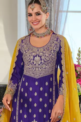Women Ethnic Motifs Embroidered Regular Beads and Stones Kurta with Palazzos & With Dupatta