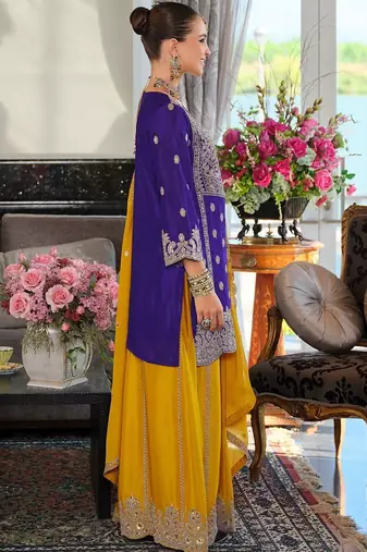 Women Ethnic Motifs Embroidered Regular Beads and Stones Kurta with Palazzos & With Dupatta