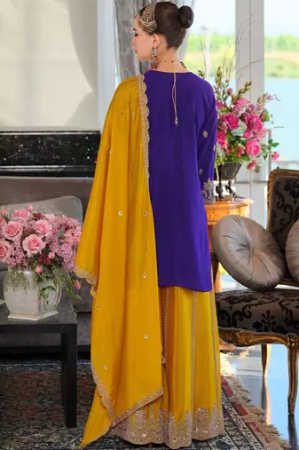 Women Ethnic Motifs Embroidered Regular Beads and Stones Kurta with Palazzos & With Dupatta