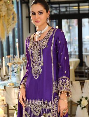 Women Ethnic Motifs Embroidered Regular Thread Work Kurta with Palazzos & With Dupatta 2
