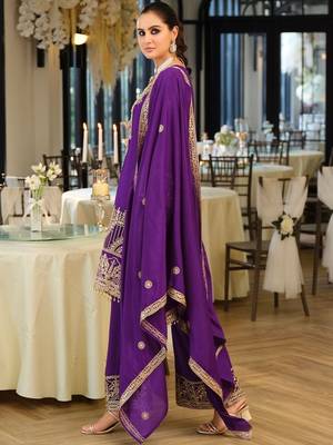Women Ethnic Motifs Embroidered Regular Thread Work Kurta with Palazzos & With Dupatta 3
