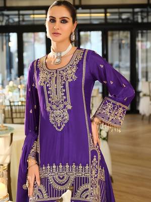 Women Ethnic Motifs Embroidered Regular Thread Work Kurta with Palazzos & With Dupatta 4