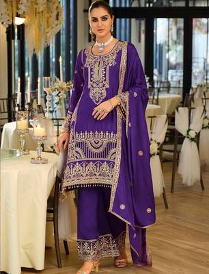 Women Ethnic Motifs Embroidered Regular Thread Work Kurta with Palazzos & With Dupatta 5