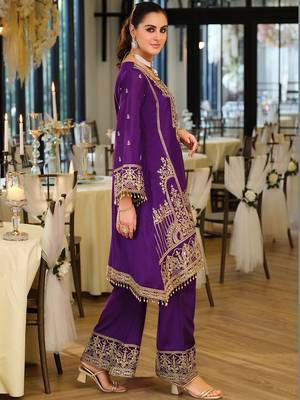 Women Ethnic Motifs Embroidered Regular Thread Work Kurta with Palazzos & With Dupatta 6