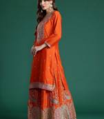 Women Ethnic Motifs Embroidered Regular Sequinned Kurta with Sharara & With Dupatta