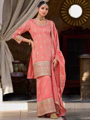 Women Floral Embroidered Kurti with Palazzo & Dupatta 4