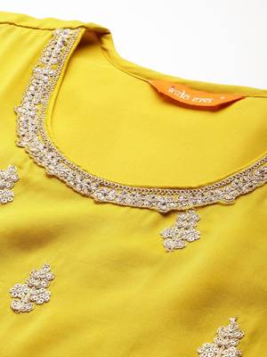 Ethnic Motifs Embroidered Sequinned Kurta with Palazzos & With Dupatta 2