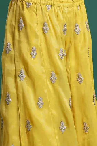 Ethnic Motifs Embroidered Sequinned Kurta with Palazzos & With Dupatta