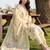 Women Floral Embroidered Regular Thread Work Linen Kurta with Trousers & With Dupatta