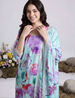 Women Floral Printed Regular Kurta with Trousers & With Dupatta 2