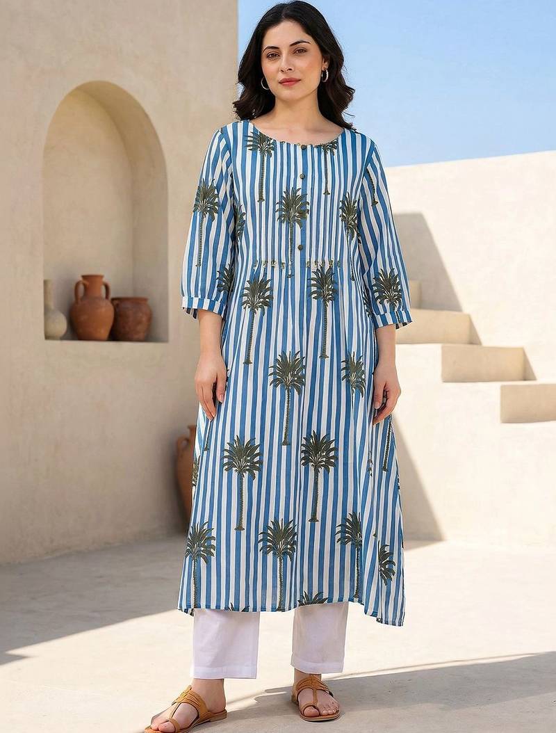 Women Printed Regular Pure Cotton Kurta with Trousers