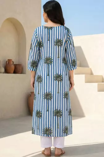 Women Printed Regular Pure Cotton Kurta with Trousers