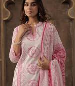 Women Printed Regular Beads and Stones Pure Cotton Kurta with Trousers & With Dupatta