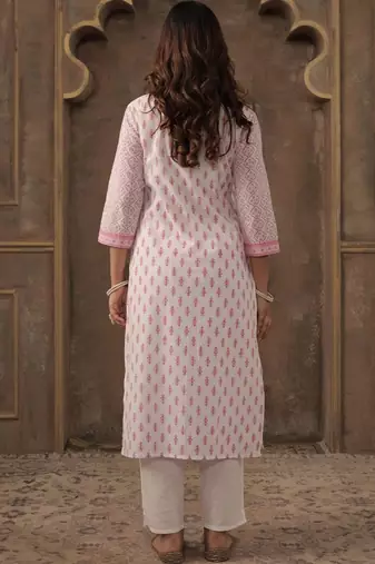 Women Printed Regular Beads and Stones Pure Cotton Kurta with Trousers & With Dupatta