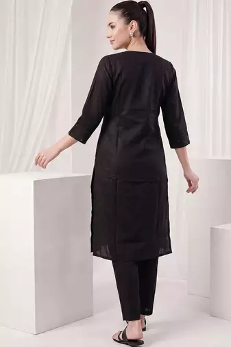 Women Ethnic Motifs Regular Thread Work Kurta with Trousers