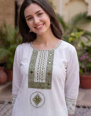 Women Ethnic Motifs Embroidered Regular Mirror Work Pure Cotton Kurta with Trousers & With Dupatta 2