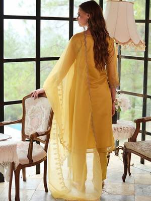 Women Ethnic Motifs Embroidered Regular Thread Work Kurta with Trousers & With Dupatta 4
