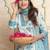 Women Floral Printed Panelled Thread Work Pure Cotton Kurta with Trousers & With Dupatta