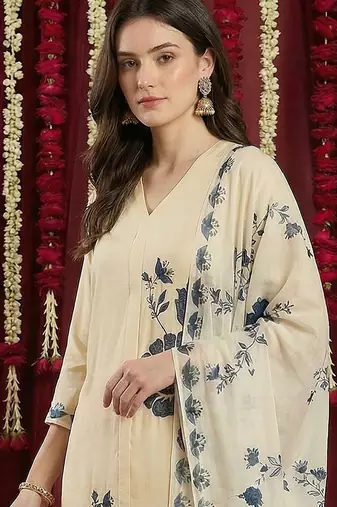 Women Floral Printed Regular Kurta with Palazzos & With Dupatta