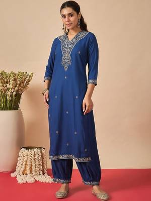 Women Ethnic Motifs Embroidered Regular Thread Work Kurta With Salwar & Dupatta 2