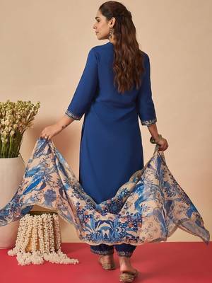 Women Ethnic Motifs Embroidered Regular Thread Work Kurta With Salwar & Dupatta 7