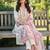 Floral Printed Round Neck Thread Work Linen Kurta With Trousers & Dupatta