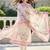 Floral Printed Round Neck Thread Work Linen Kurta With Trousers & Dupatta