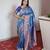 Blue banarasi silk blend saree with paithani rich weaved pallu and blouse