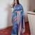 Blue banarasi silk blend saree with paithani rich weaved pallu and blouse